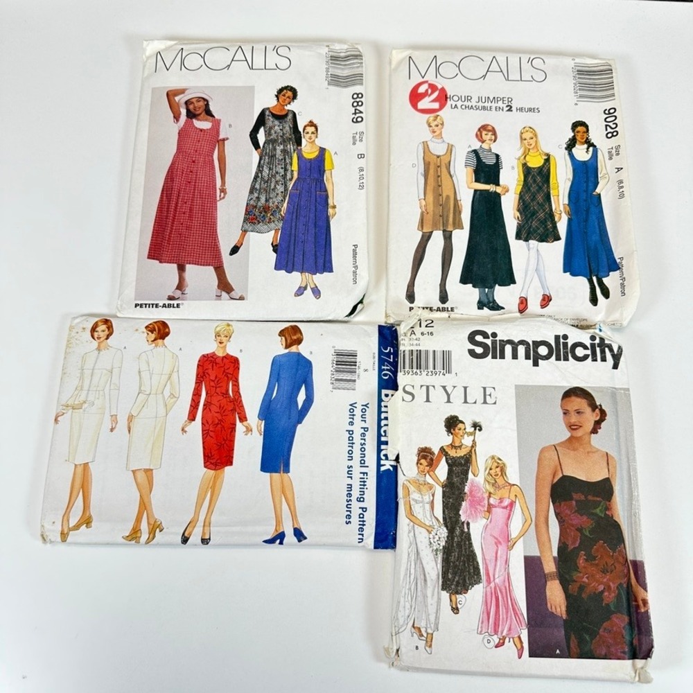 VTG LOT 5 90s Sewing Patterns UNCUT Simplicity McCalls Butterick Dress Jumper - Picture 2 of 5
